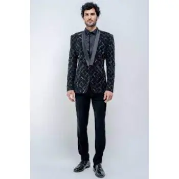 Black Metallic Checkered Blazer